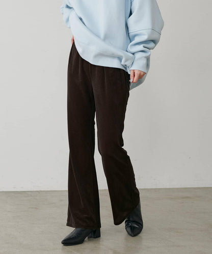 美腿修身柔軟天鵝絨長褲