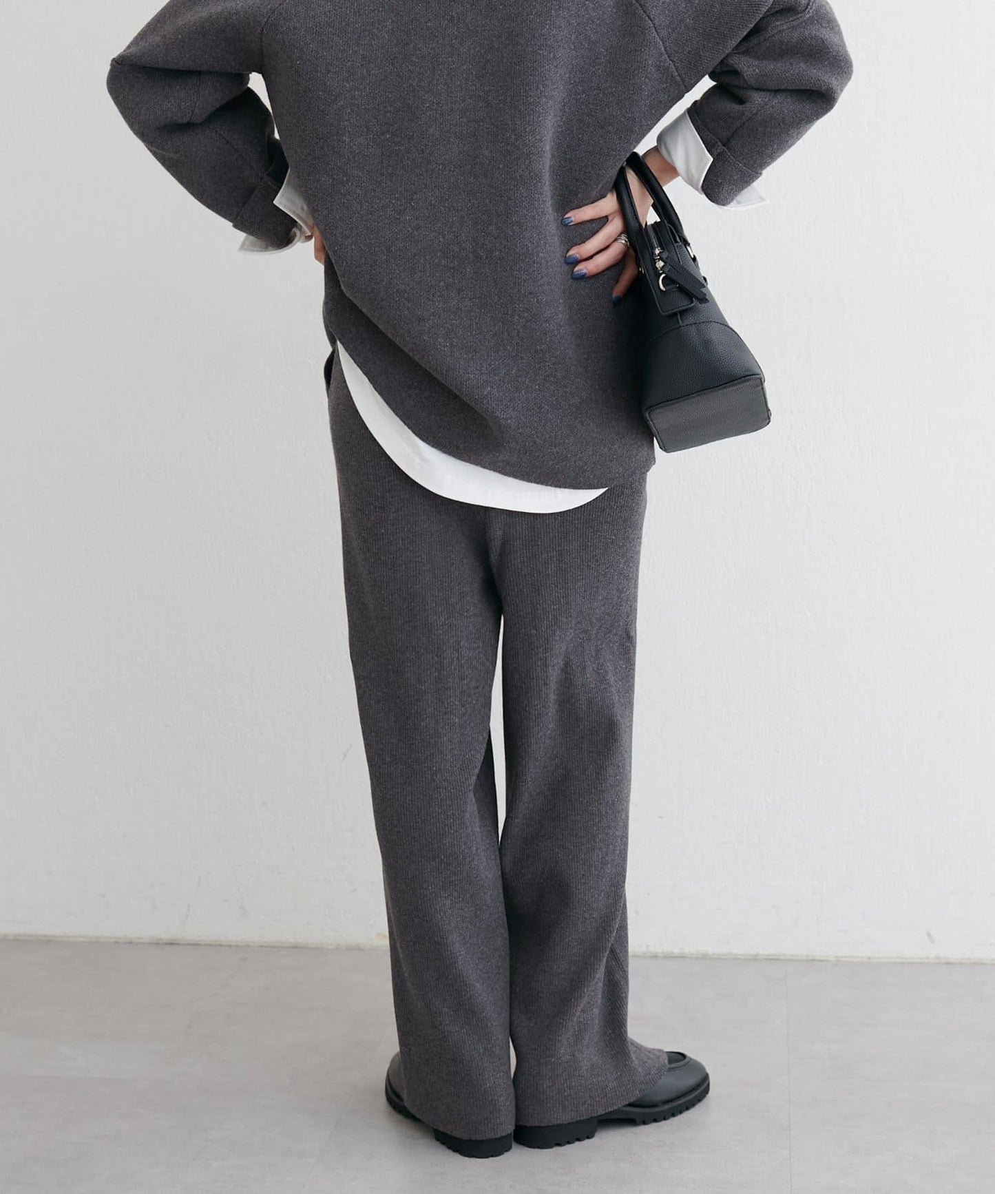 羊毛混紡羅紋針織褲