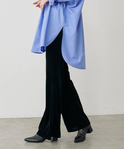 美腿修身柔軟天鵝絨長褲