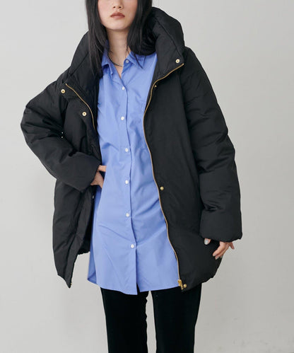 尼龍羽絨中長款大衣