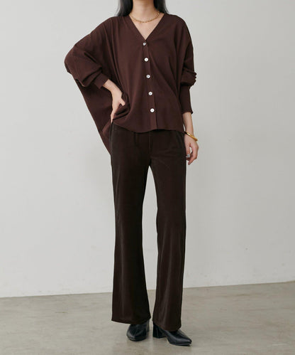 美腿修身柔軟天鵝絨長褲