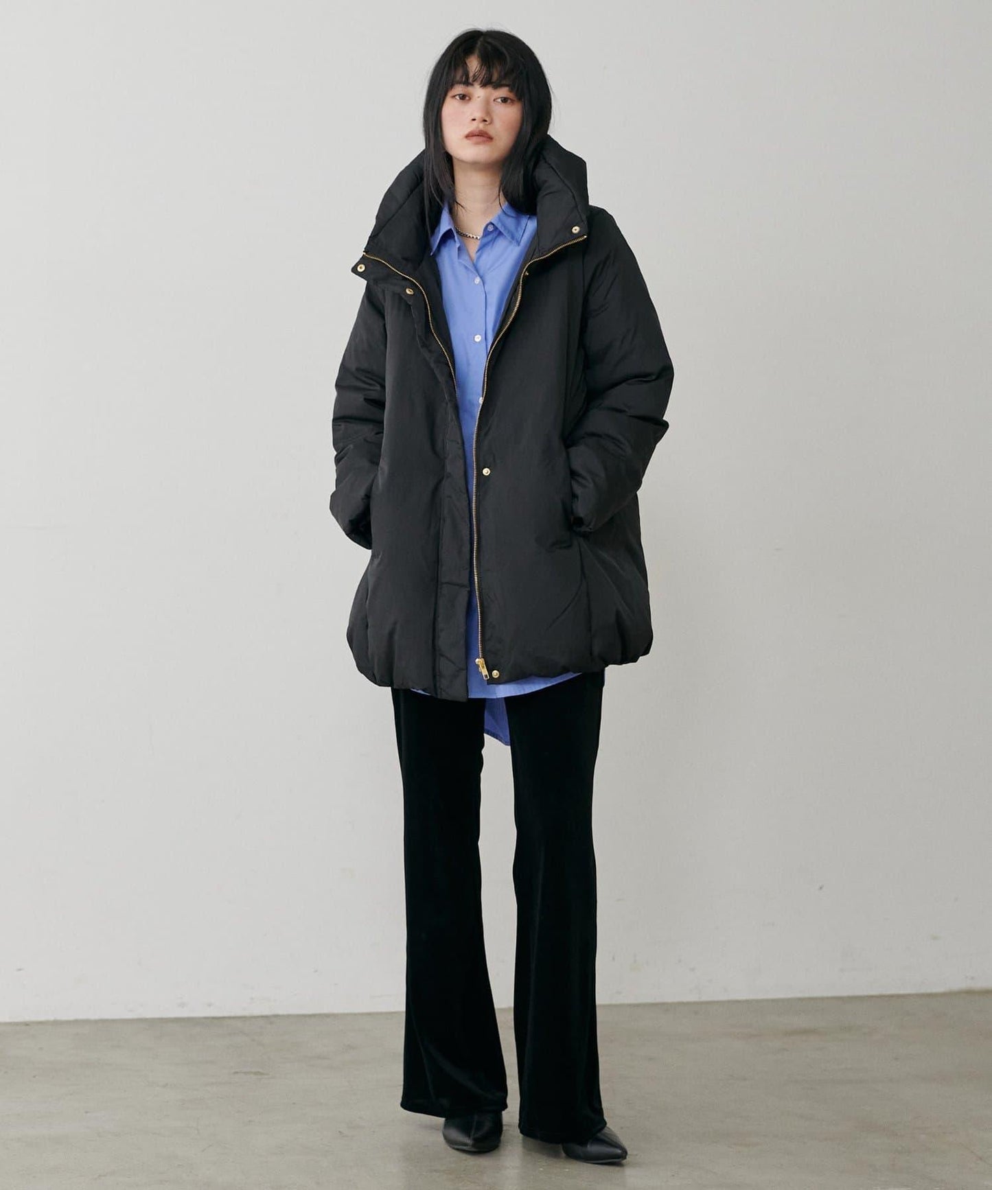 美腿修身柔軟天鵝絨長褲