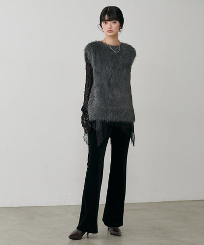 美腿修身柔軟天鵝絨長褲