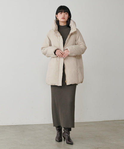 尼龍羽絨中長款大衣