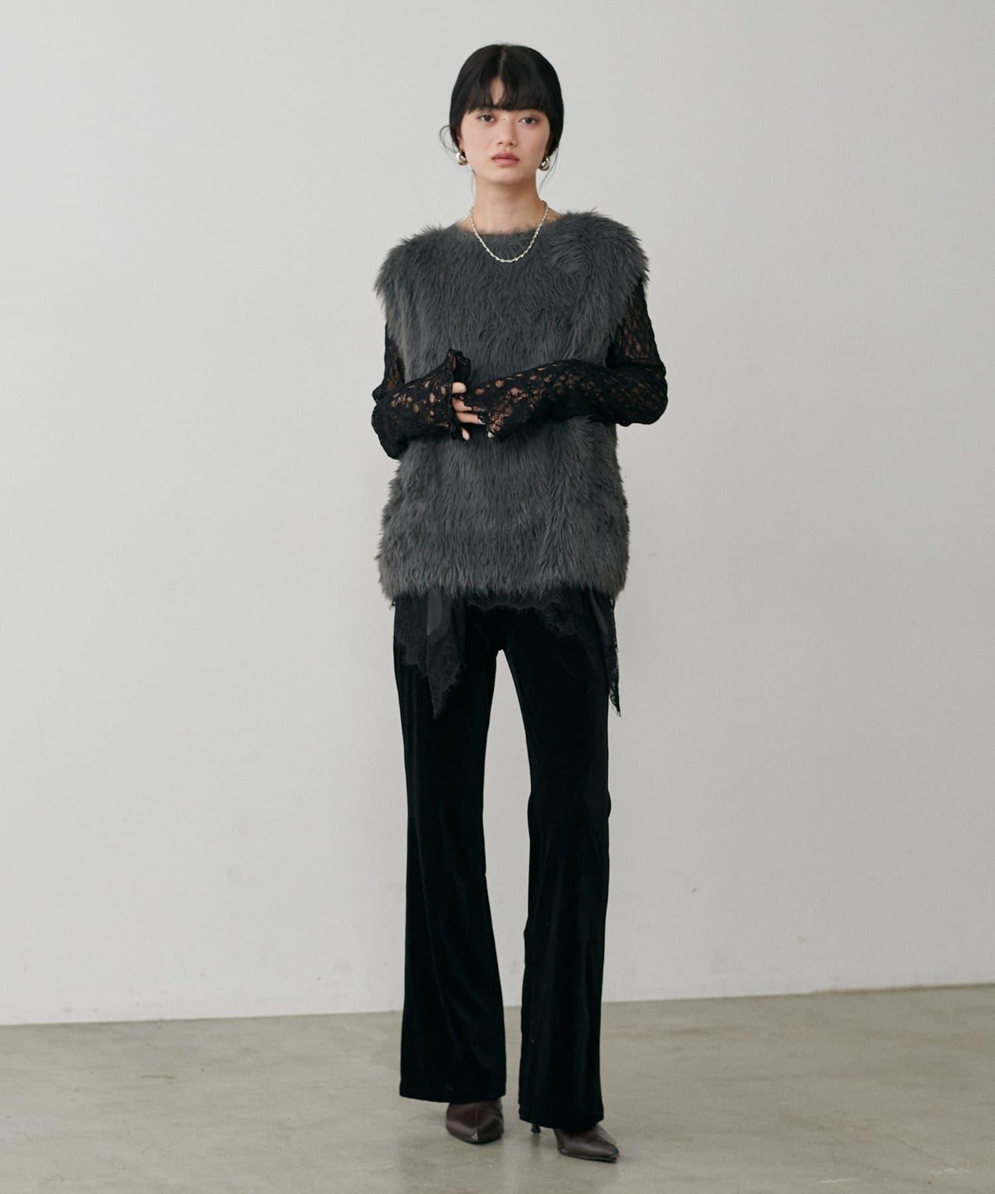 美腿修身柔軟天鵝絨長褲