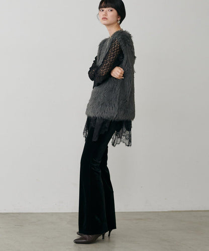 美腿修身柔軟天鵝絨長褲