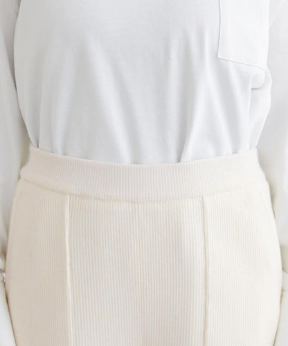 羊毛混紡羅紋針織褲