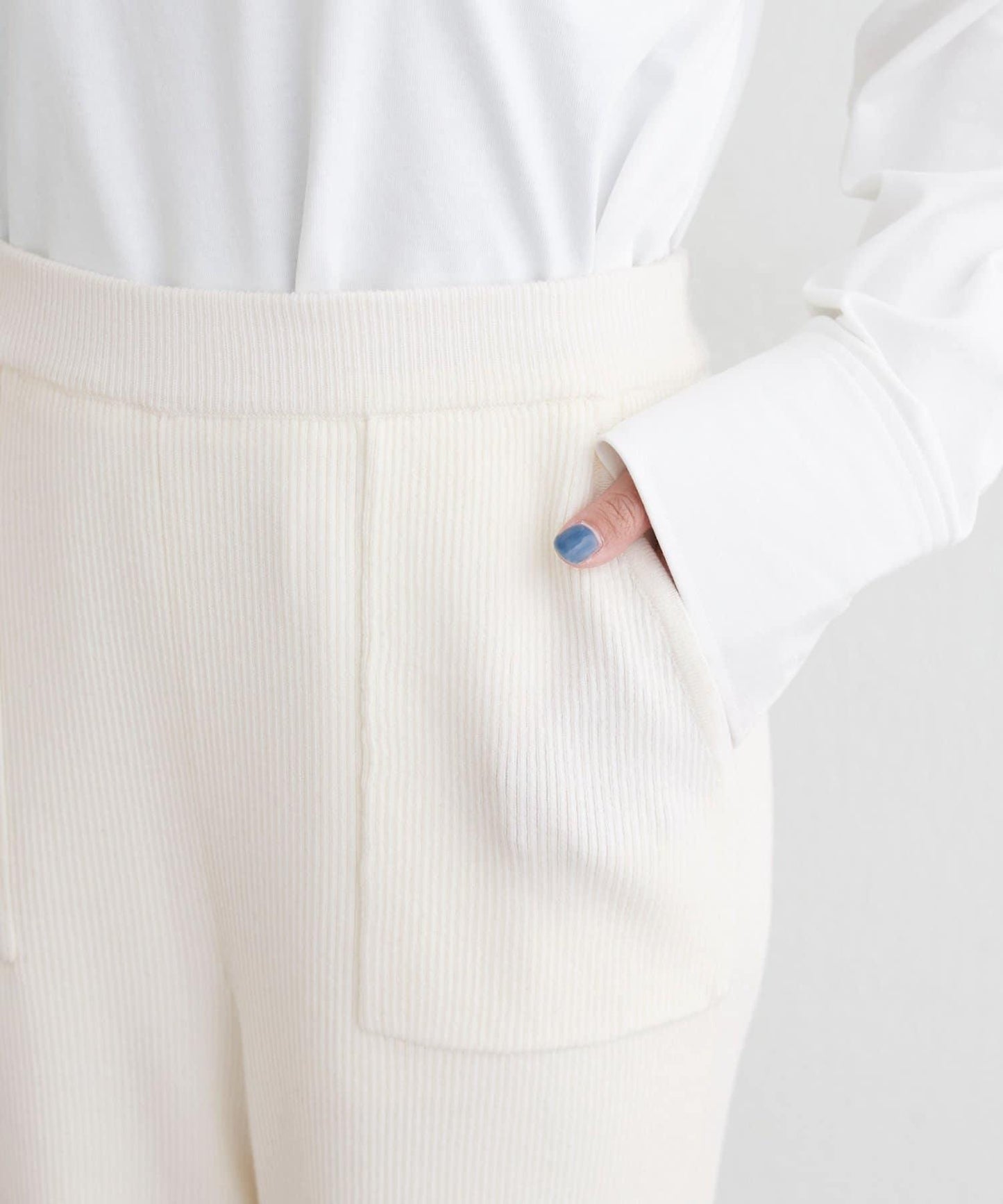 羊毛混紡羅紋針織褲