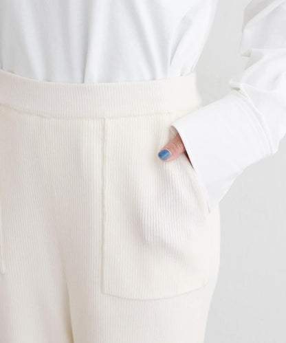 羊毛混紡羅紋針織褲