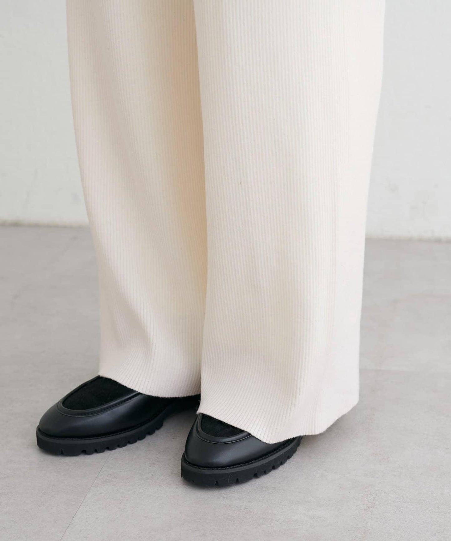 羊毛混紡羅紋針織褲