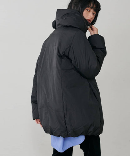 尼龍羽絨中長款大衣