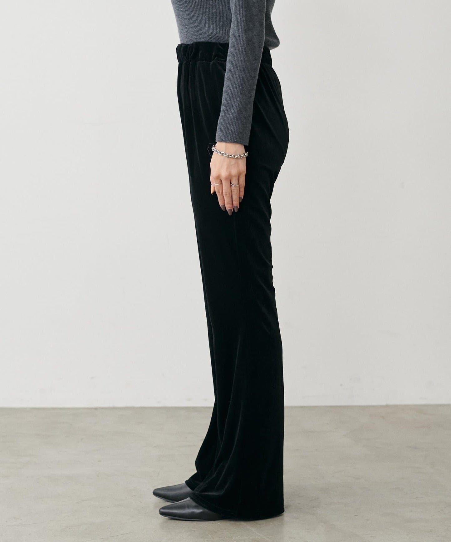 美腿修身柔軟天鵝絨長褲