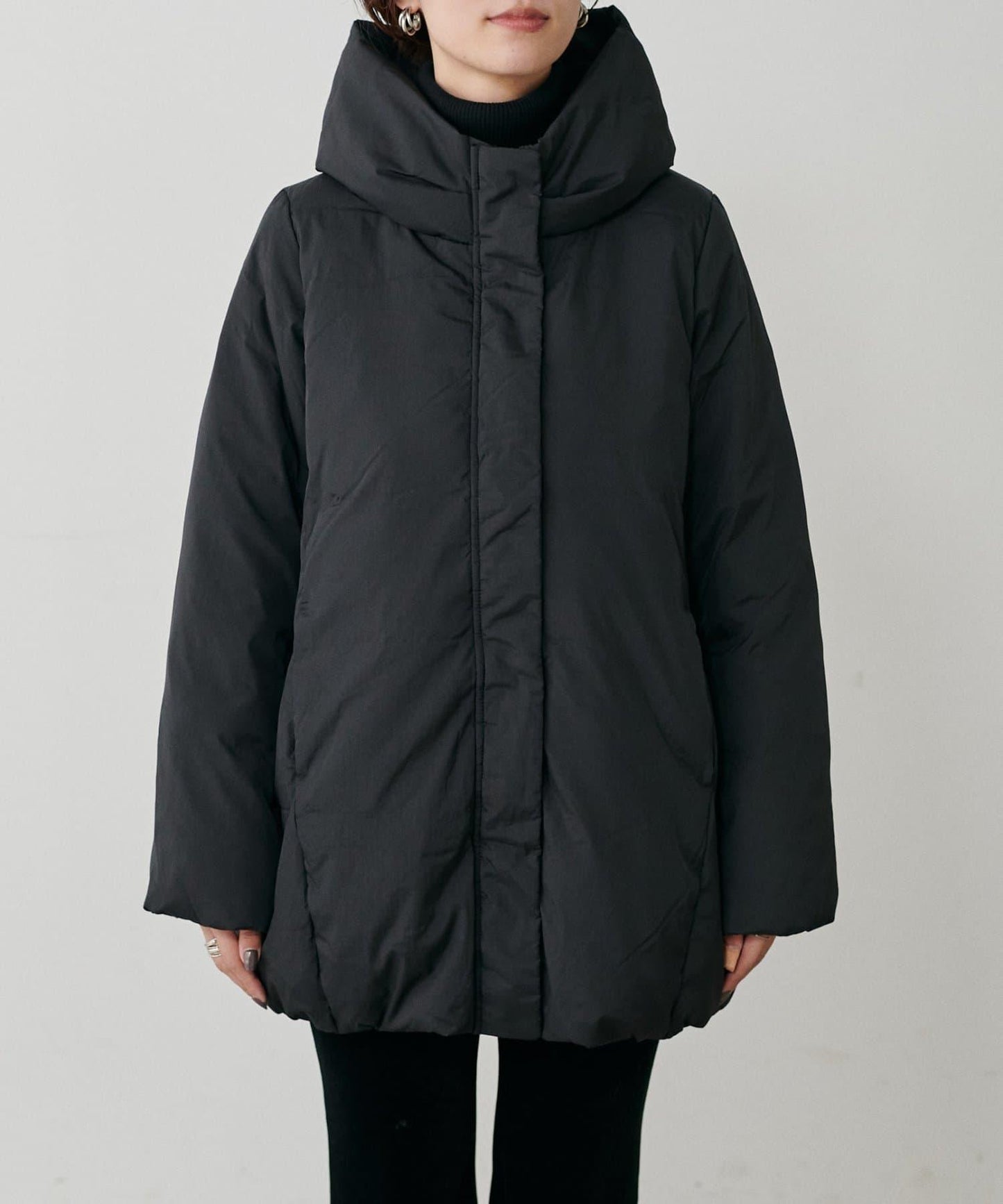 尼龍羽絨中長款大衣