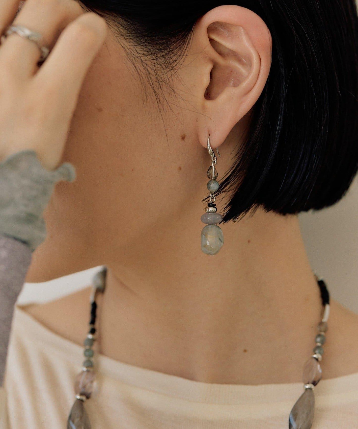 【ear PAPILLONNER】漸變大理石紋耳環