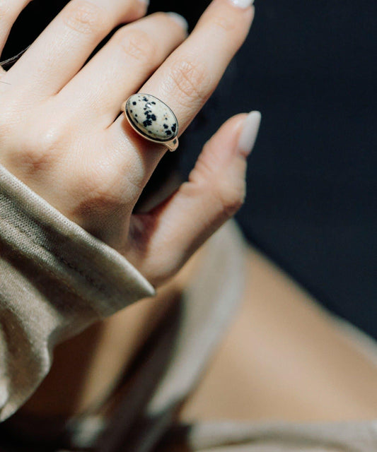 《インフルエンサーuchida企畫/スターリングシルバー》橢圓形寶石純銀戒指