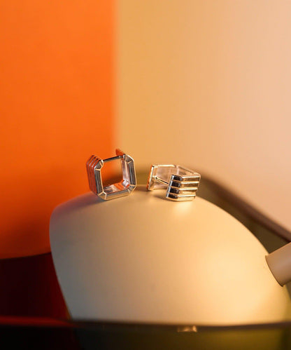 《インフルエンサーuchida企畫/スターリングシルバー》方形圈耳環