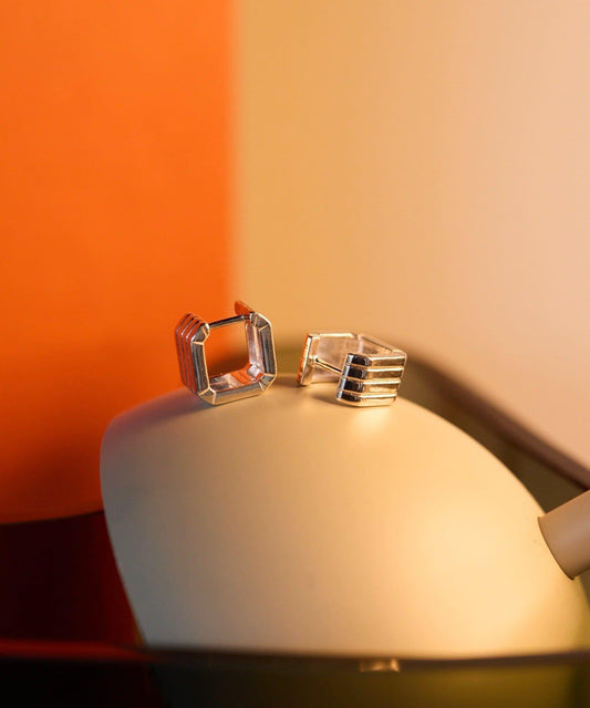 《インフルエンサーuchida企畫/スターリングシルバー》方形圈耳環