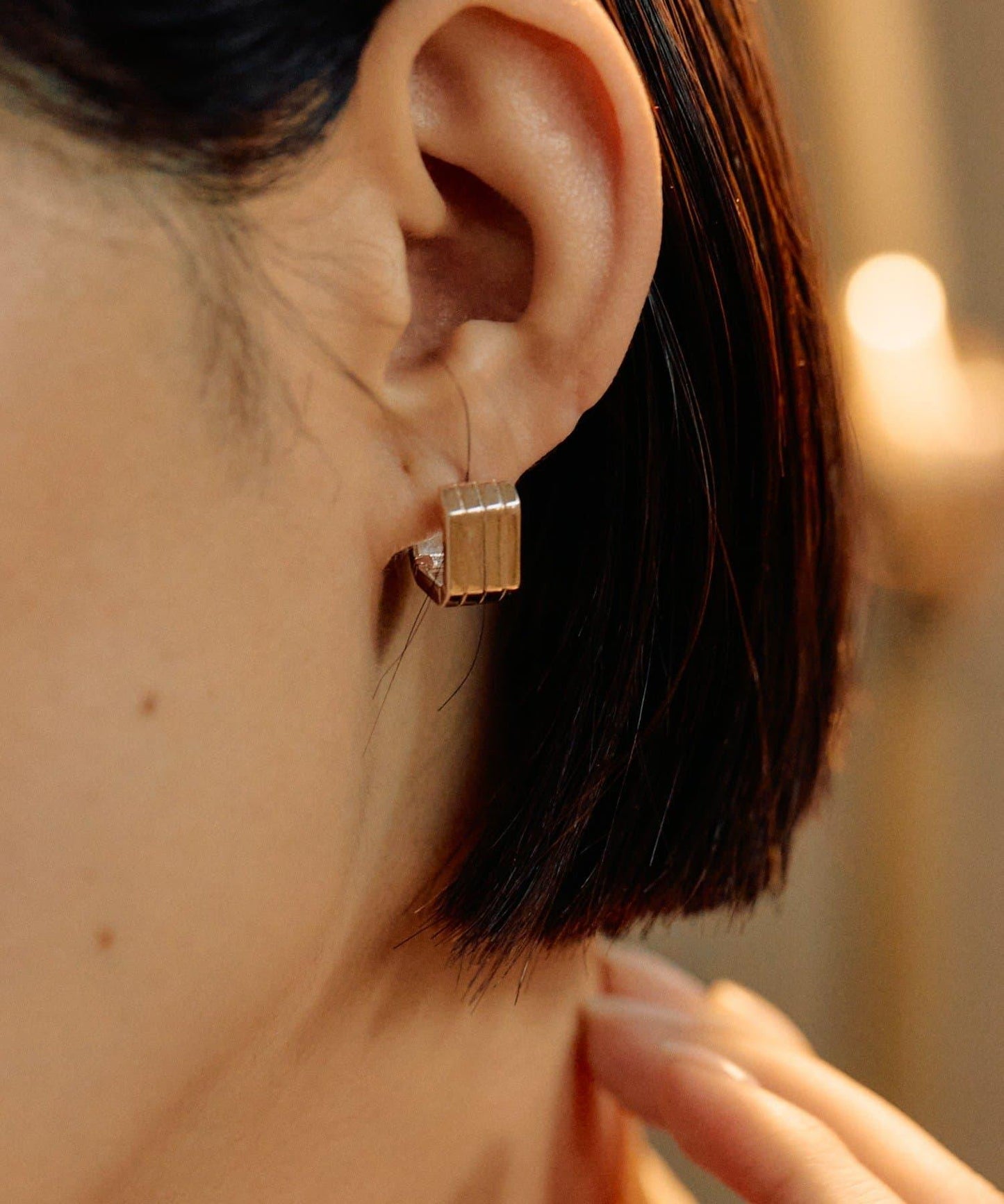 《インフルエンサーuchida企畫/スターリングシルバー》方形圈耳環