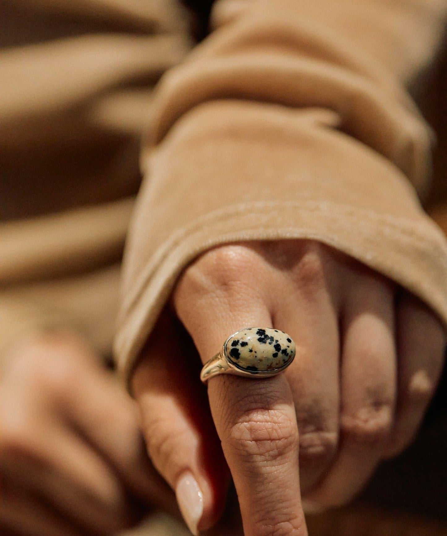 《インフルエンサーuchida企畫/スターリングシルバー》橢圓形寶石純銀戒指