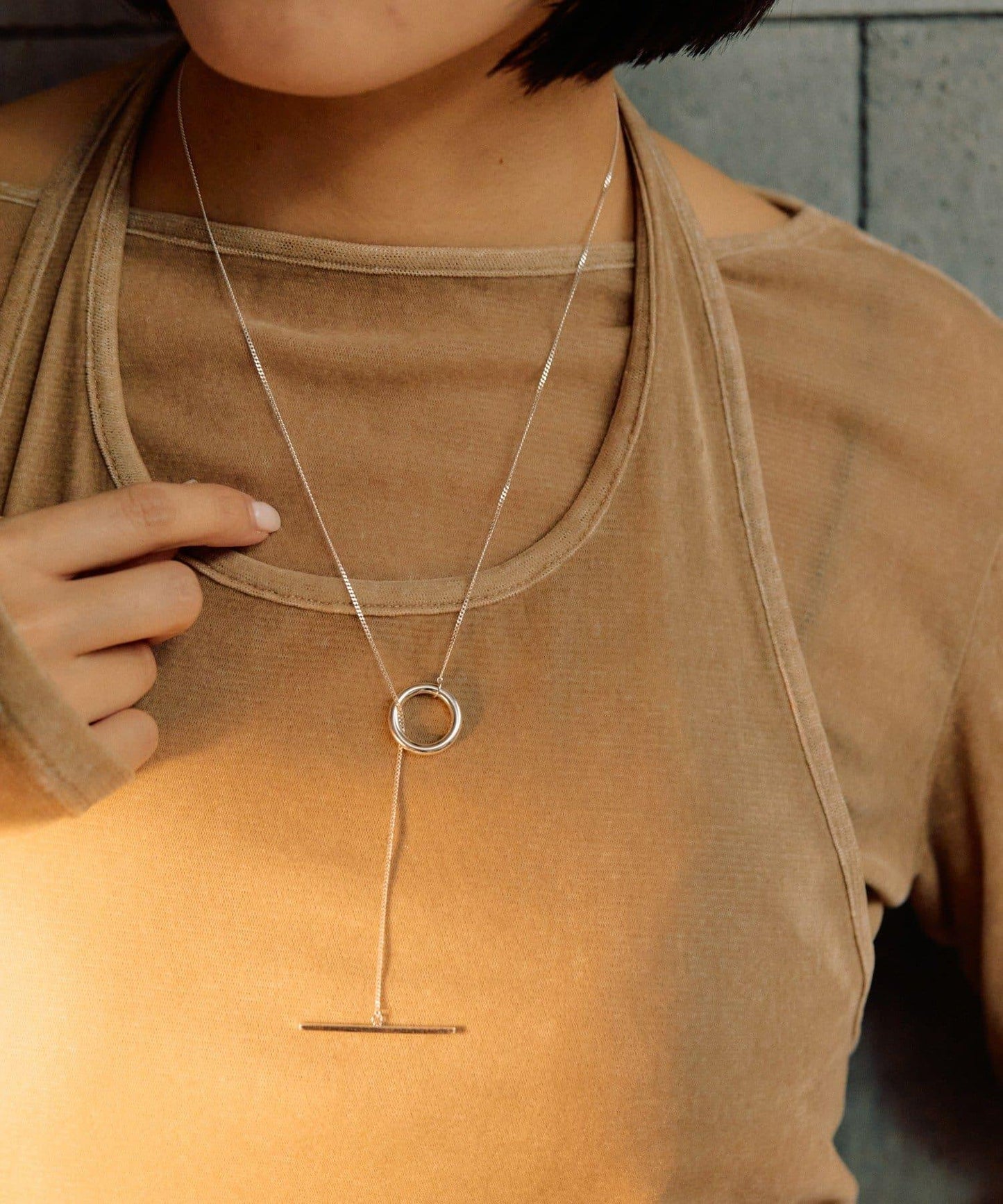 《インフルエンサーuchida企畫/スターリングシルバー》T字扣長款項鍊