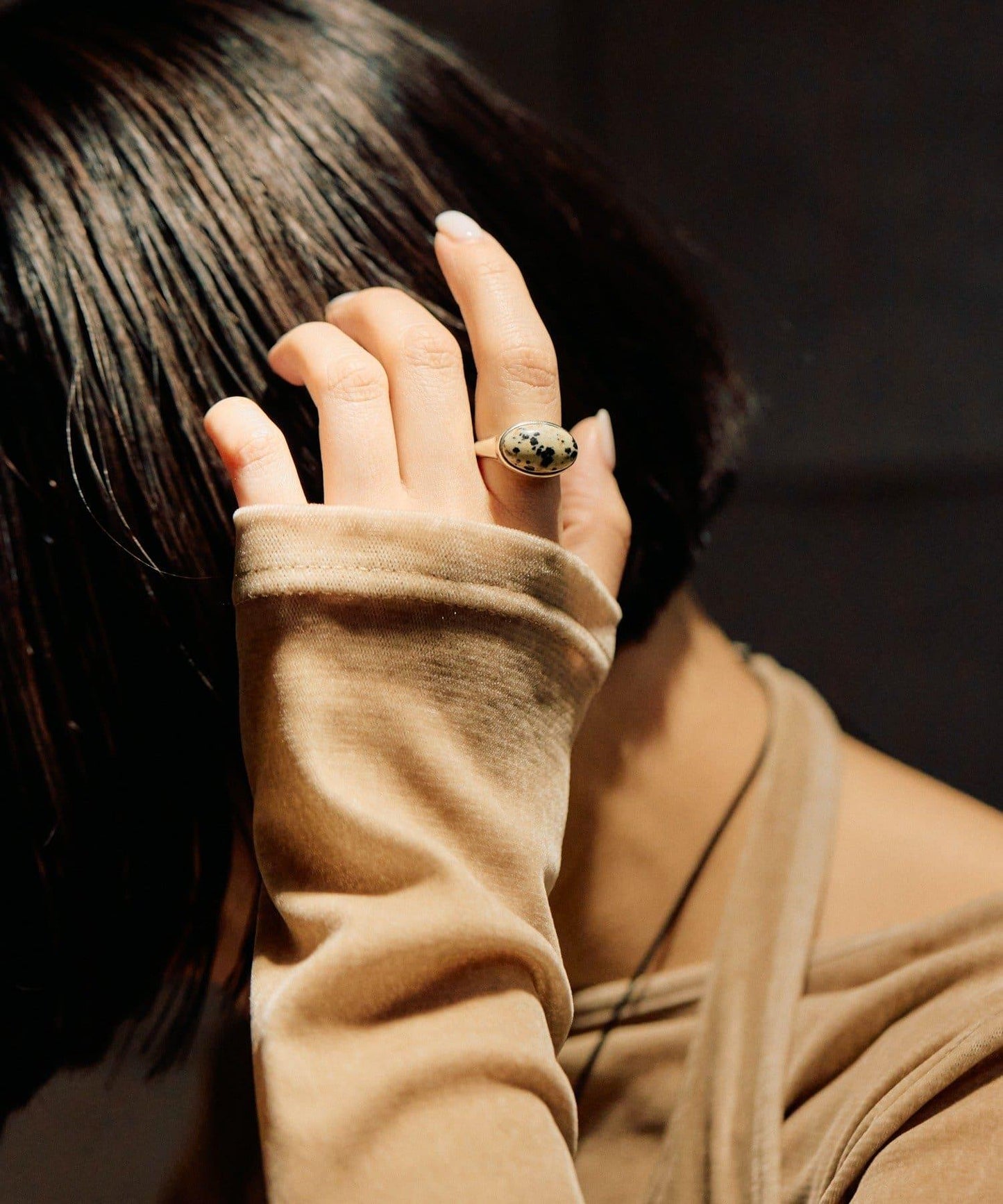 《インフルエンサーuchida企畫/スターリングシルバー》橢圓形寶石純銀戒指