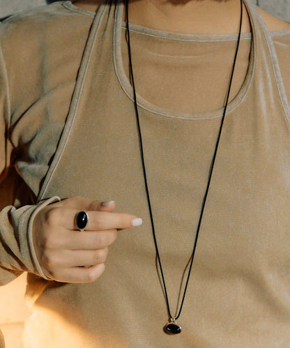 《インフルエンサーuchida企畫/スターリングシルバー》橢圓形寶石項鍊