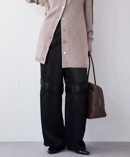 【à Nice (ア ・ニース)】褶飾蕾絲長褲