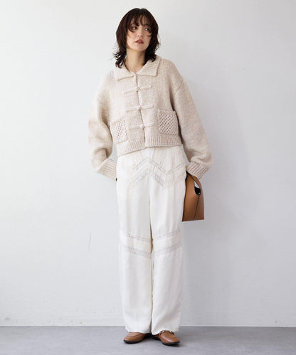 【à Nice (ア ・ニース)】褶飾蕾絲長褲