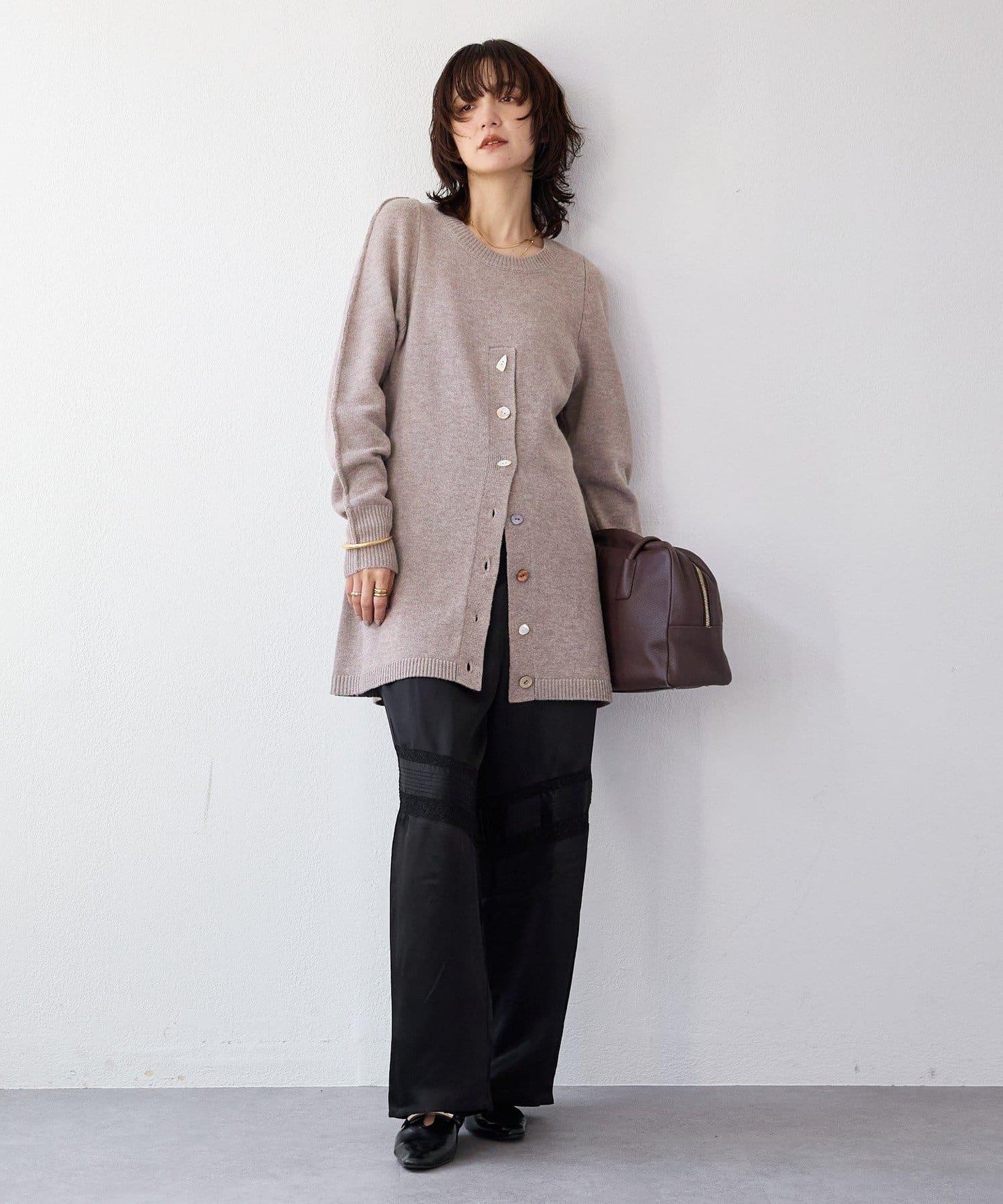 【à Nice (ア ・ニース)】褶飾蕾絲長褲