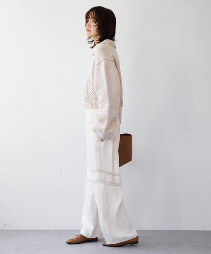 【à Nice (ア ・ニース)】褶飾蕾絲長褲