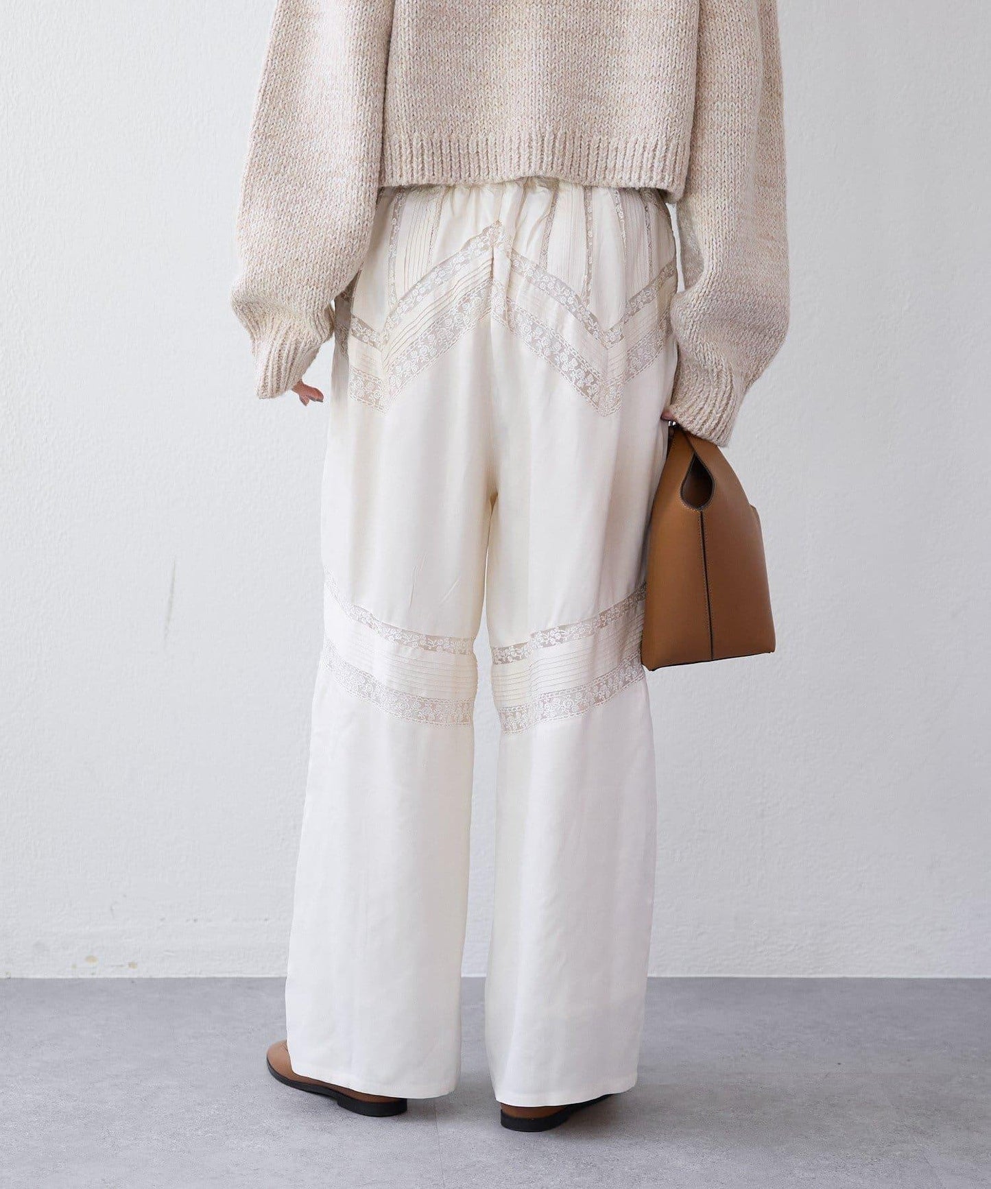 【à Nice (ア ・ニース)】褶飾蕾絲長褲