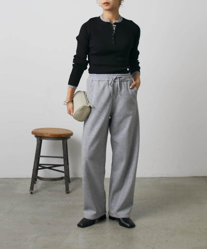 內刷毛抓絨拼接休閒褲