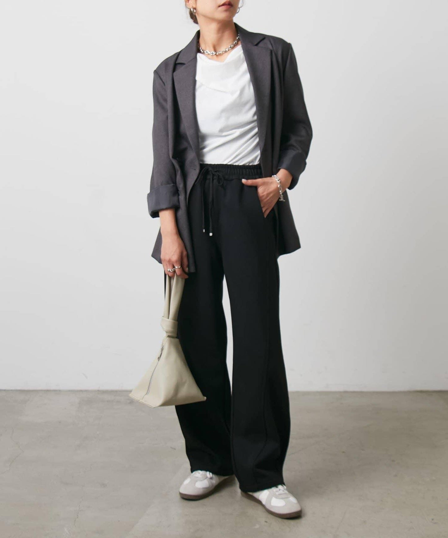 內刷毛抓絨拼接休閒褲