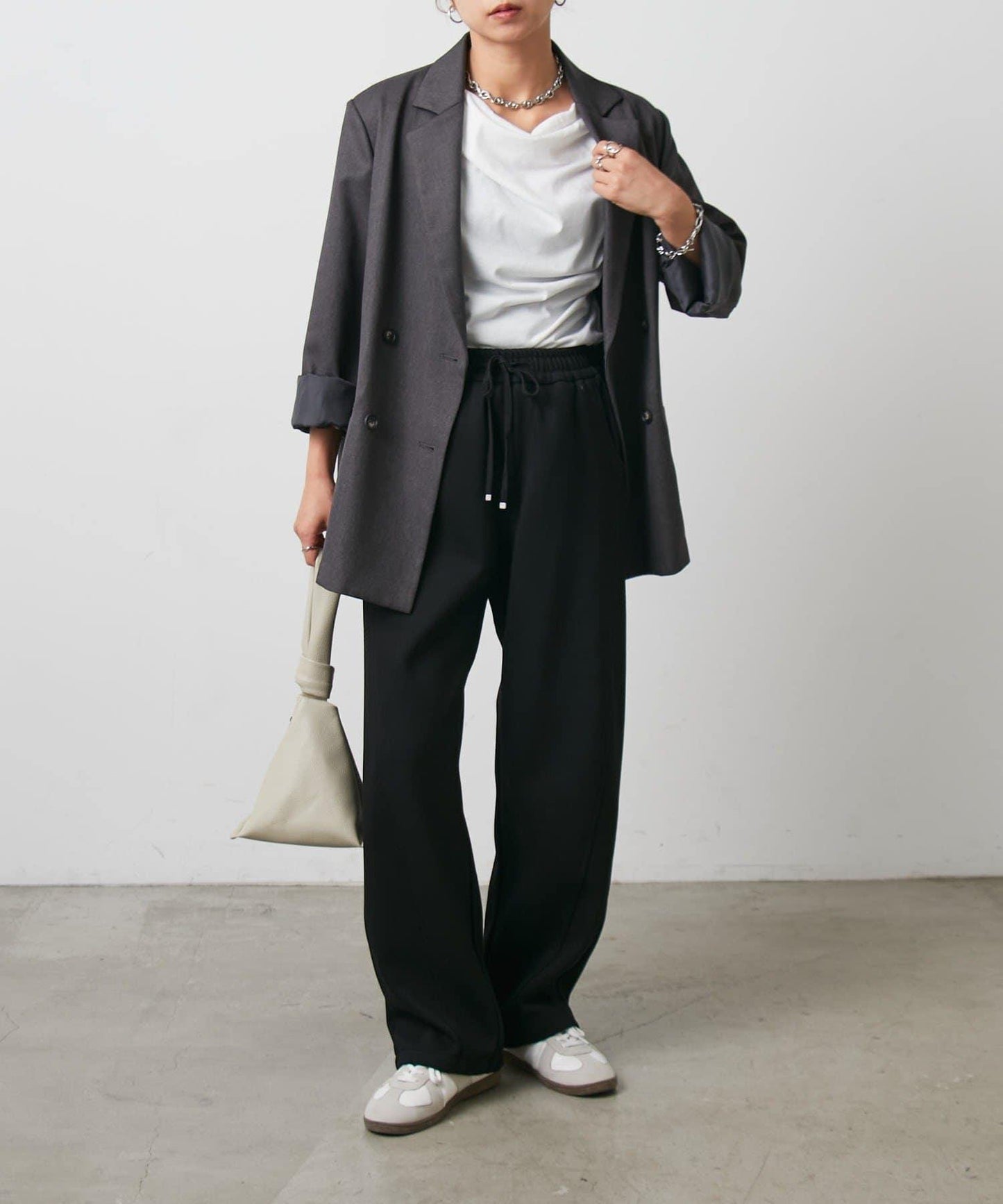 內刷毛抓絨拼接休閒褲