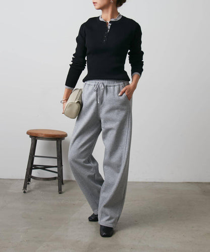 內刷毛抓絨拼接休閒褲