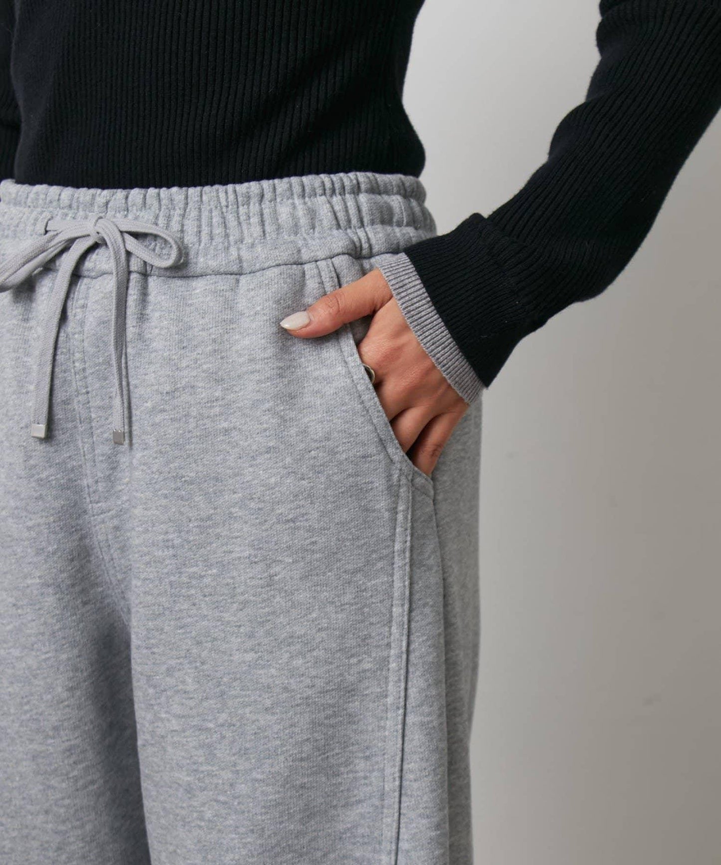 內刷毛抓絨拼接休閒褲