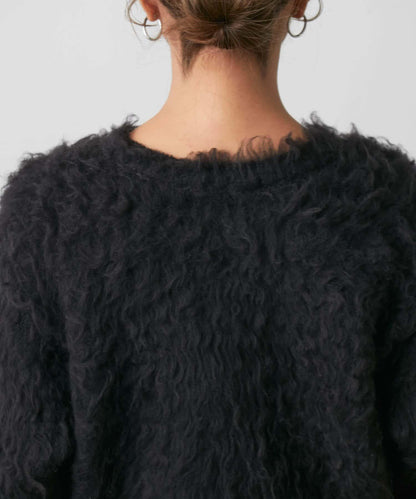 前後兩穿拼色長毛絨套頭衫