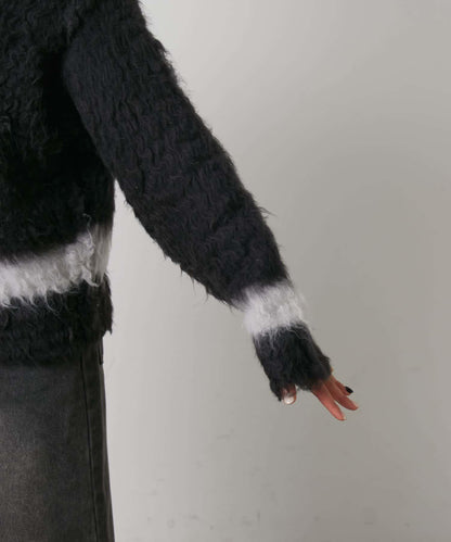 前後兩穿拼色長毛絨套頭衫