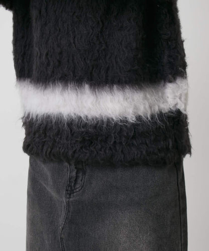 前後兩穿拼色長毛絨套頭衫