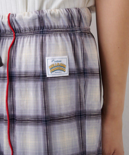 ★【HELLO.SANFRANCISCO/ハローサンフランシスコ】格紋荷葉邊拼接喇叭褲