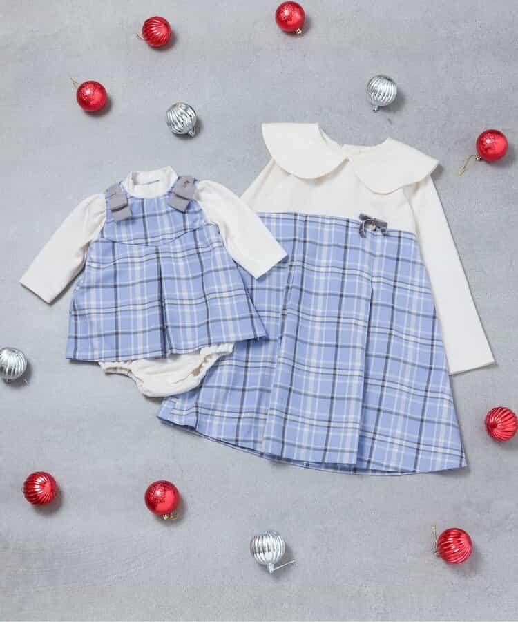 肩帶蝴蝶結格紋連體衣