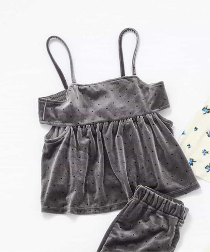 天鵝絨側開式吊帶上衣