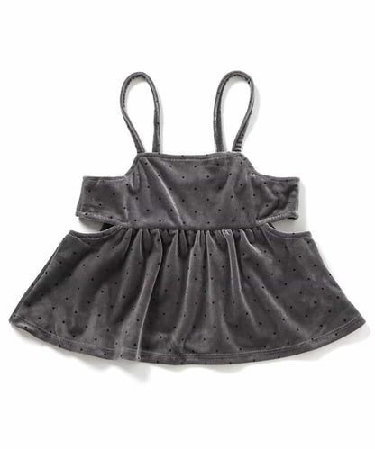 天鵝絨側開式吊帶上衣