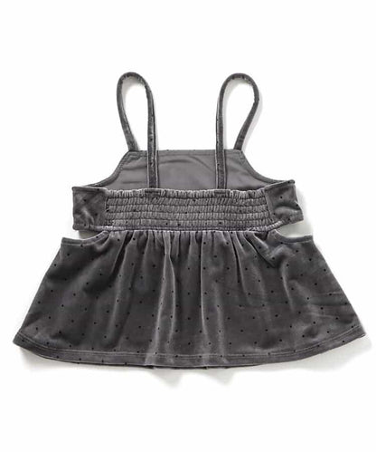 天鵝絨側開式吊帶上衣