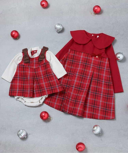 肩帶蝴蝶結格紋連體衣