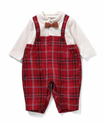 格紋揹帶連體衣