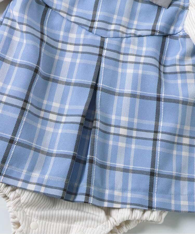 肩帶蝴蝶結格紋連體衣