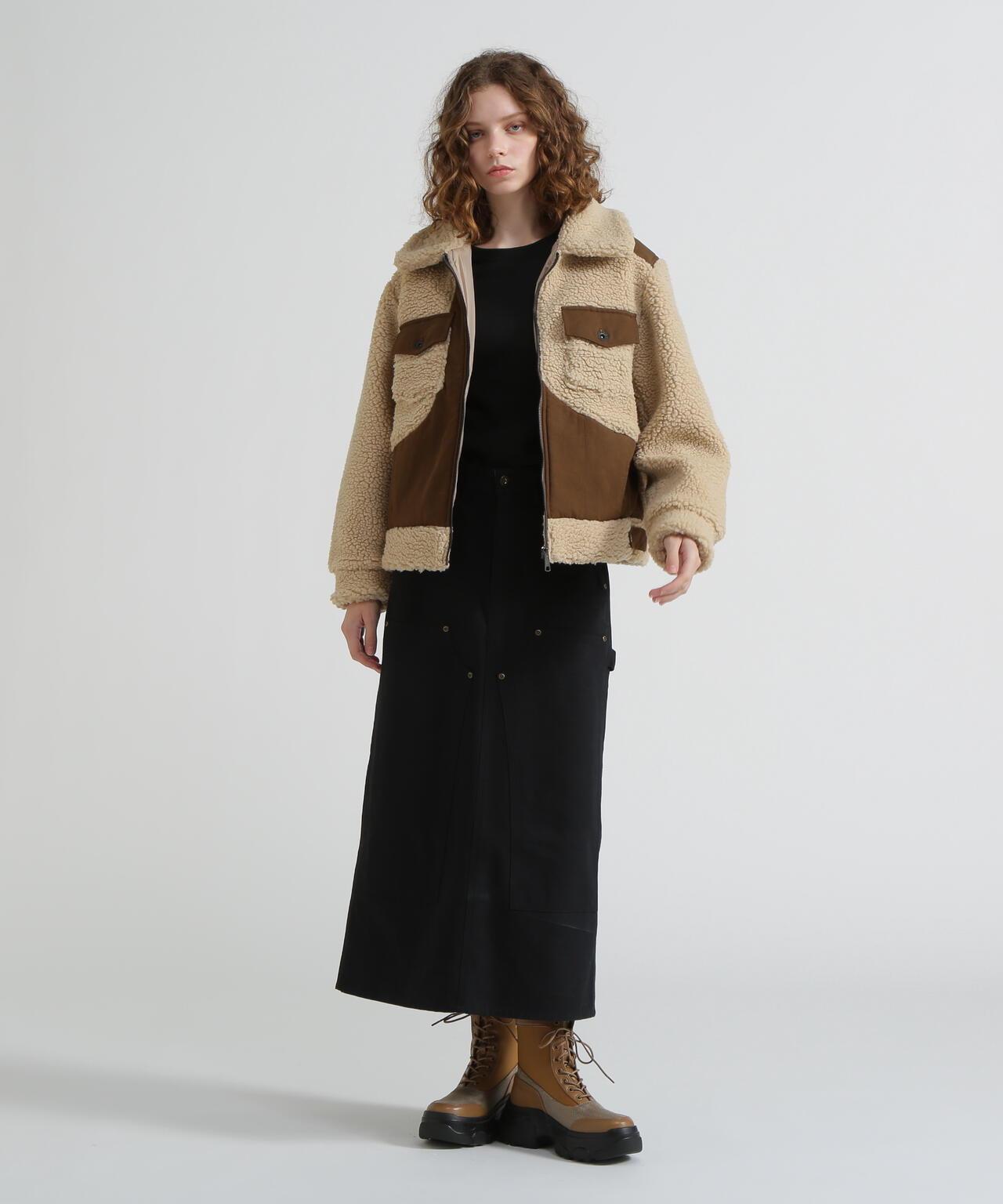 《直営店限定》羊羔絨拼接夾克