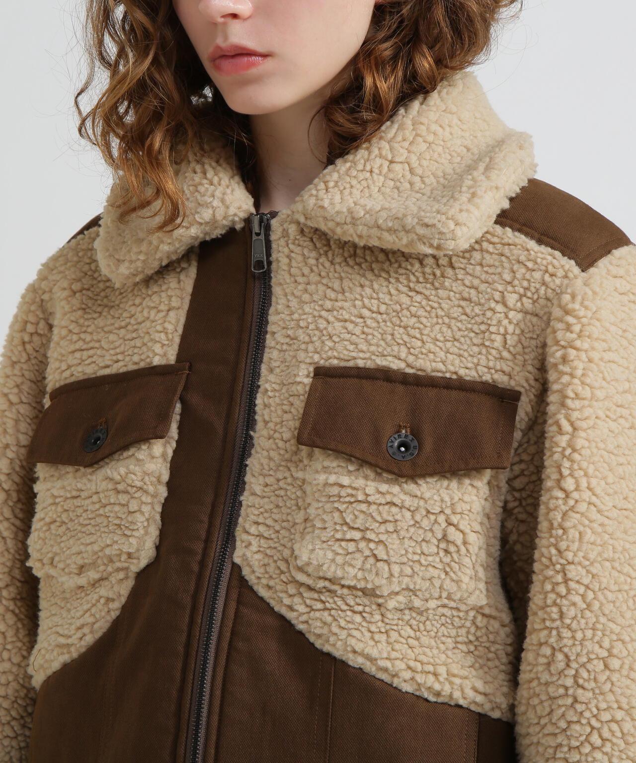 《直営店限定》羊羔絨拼接夾克