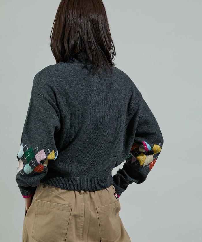 拼色迷你菱格針織POLO衫